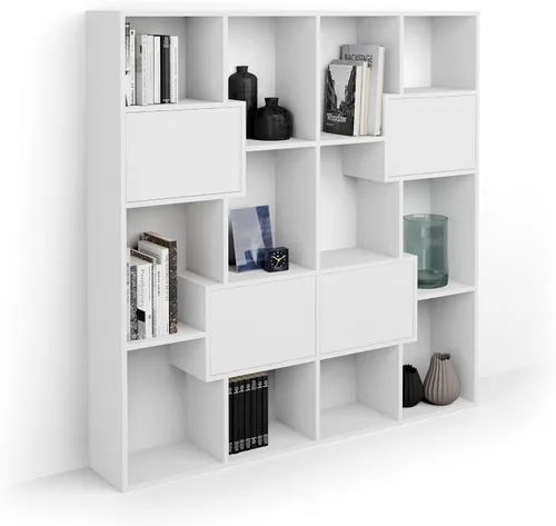 Miniatura 83 de Mobili Fiver, Iacopo XS Estantería con puertas de panel (63.31 x 31.5 pulgadas), color negro Ashwood, Made in Italy