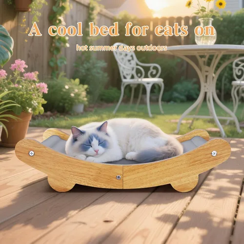 Miniatura 2 de Hamaca refrescante para gatos, alfombrilla de enfriamiento para gatos, almohadilla de gel cómoda para mascotas, silla elevada para interiores