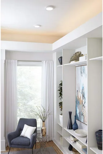 Miniatura 8 de Progress Lighting Edgelit - Soporte para superficie LED de 7 pulgadas, colección Everlume, para interiores, P810015-030-30, blanco