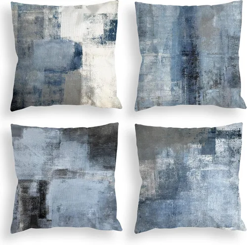 Juego de 4 fundas de almohada decorativas para sofá 18.0 x 18.0 pulgadas, dormitorio, sala, color rojo y negro, color gris