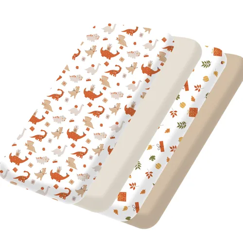 Miniatura 10 de Bimocosy Paquete de 4 sábanas para cuna, sábanas bajeras para cuna de bebé, transpirables y de ajuste cómodo, suaves para colchón de cuna estándar