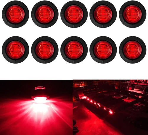 KEING Paquete de 10 luces LED redondas de 3/4 pulgadas, color rojo, indicador, luz indicadora lateral para camión, remolque, caravana, cabina,