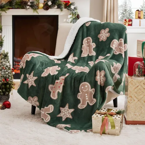 Miniatura 9 de Bedsure Manta de Navidad rosa – Manta sherpa suave y cálida para sofá, cama, regalos de decoración de Navidad rosa de 50 x 60 pulgadas