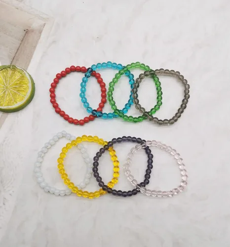 Miniatura 7 de SAMOCO 18 pulseras elásticas de cuentas de 0.236in hechas a mano redondas de cristal para mujer, multicolor mate, pulsera elástica