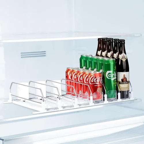 Miniatura 9 de LumoShine Organizador de bebidas para refrigerador, dispensador de latas de soda autoempujable para refrigerador, ancho ajustable para soportes