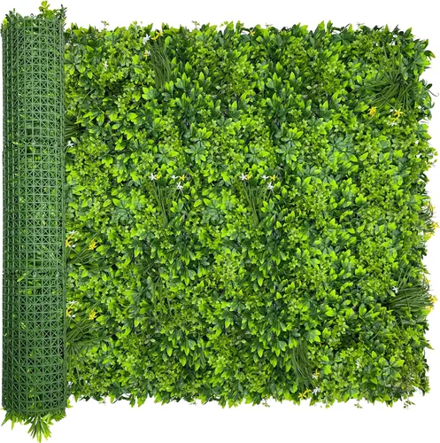 ODTORY - Rollo de pared con plantas sintéticas, 4 x 10 pies, 40 pies cuadrados, protección ultravioleta, pantalla de privacidad, paneles tipo boj,