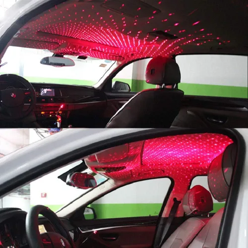 Miniatura 5 de Lámpara USB de Noche, Proyector de Estrellas, Luz Nocturna Ajustable, Luces Interiores Románticas en Rojo para Auto, Luces de Techo Portátiles