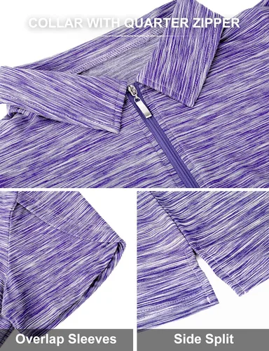 Miniatura 5 de Viracy Camisas polo de golf para mujer, con cremallera de 14, manga corta, de secado rápido
