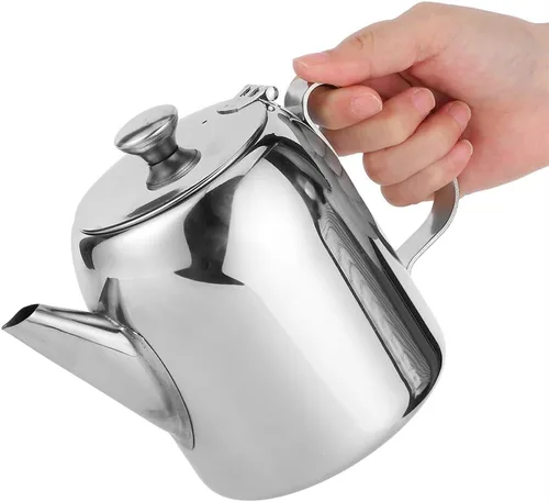 Miniatura 7 de Cafetera, tetera de acero inoxidable de grado alimenticio, tetera de té de boquilla corta, olla de agua redonda duradera para restaurante, hogar