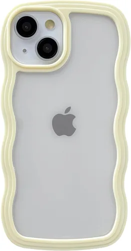 Miniatura 7 de Caseative Funda para iPhone 13, color negro Forma de marco de onda rizada linda a prueba de golpes suave