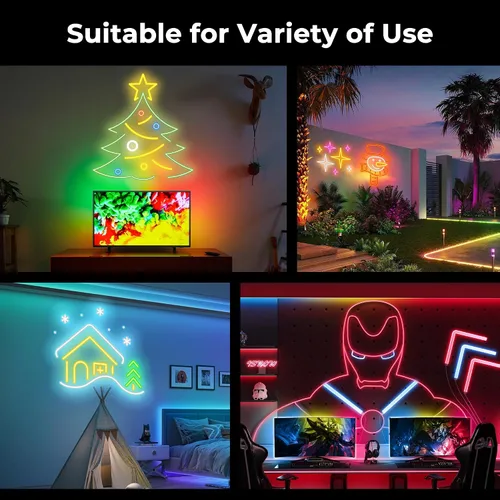 Miniatura 6 de Luces de cuerda de neón LED de 50 pies, control de luces de cuerda LED flexibles con aplicación/control remoto, IP67 para exteriores RGB que cambian