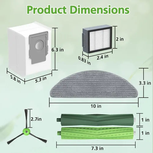 Miniatura 8 de Piezas de repuesto para iRobot Roomba Combo i5, i5+, j5, j5+ robot aspirador, kit de accesorios: cepillos de goma dobles multisuperficie + 4 filtros