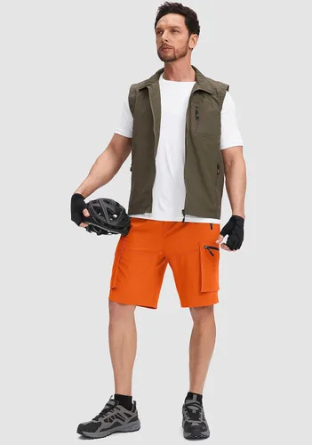Miniatura 6 de Bikewa Pantalones cortos de ciclismo de montaña para hombre, con acolchado 3D, ajuste holgado, con bolsillos con cremallera