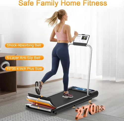 Miniatura 3 de Walking Treadmill Pad with Handle Bar, Silent Fitness Equipment, Treadmill with 4-in-1 Modes, Easy Assembly, Portable Home Gym Equipment