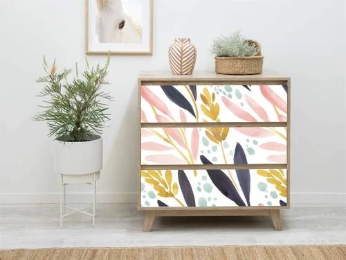 Miniatura 6 de HaokHome - Papel tapiz adhesivo para repisas, vinilo, bosque en acuarela, diseño floral, color blanco, rosa, azul marino y amarillo, removible, 17.7