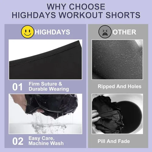 Miniatura 5 de HIGHDAYS Paquete de 2 pantalones cortos de elastano para mujer, 3 pulgadas de cintura alta, pantalones cortos de gimnasio suaves para yoga, baile