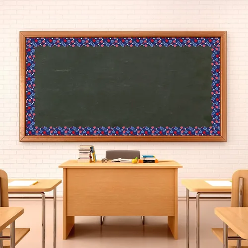 Miniatura 4 de Whaline Tablero de anuncios patriótico de 32.8 pies, diseño de estrellas rojas y azules troqueladas, borde para tablero de anuncios