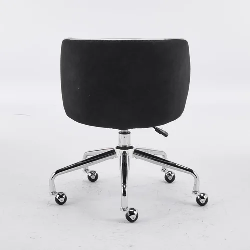 Miniatura 9 de VINGLI Bonita silla de escritorio giratoria pequeña, cómoda con ruedas, soporte lumbar ergonómico con respaldo bajo para tocador y técnico de uñas