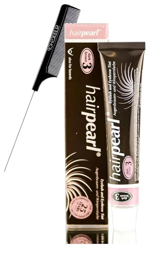 Miniatura 2 de Hairpearl Original Hair Pearl TINT Tinte de color para pestañas y cejas (con elegante peine de cola de rata) tinte de cabello sin PPD, fabricado