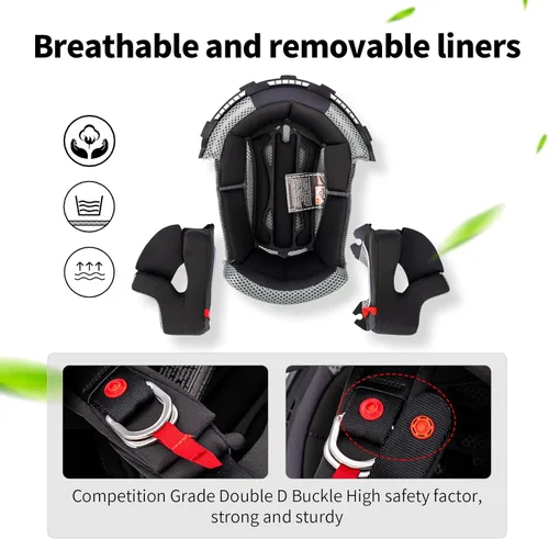 Miniatura 7 de VCOROS H637 - Cascos de motocross para adultos, ATV, Dirtbike, BMX, MX, todoterreno, aventura, UTV, con certificación DOT