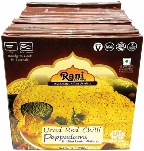 Miniatura 12 de Rani Pappadums (aperitivo de oblea de lentejas indias) Papad de pimienta negra, 7 onzas (7.05 oz) aproximadamente 15 unidades, 7 pulgadas, paquete
