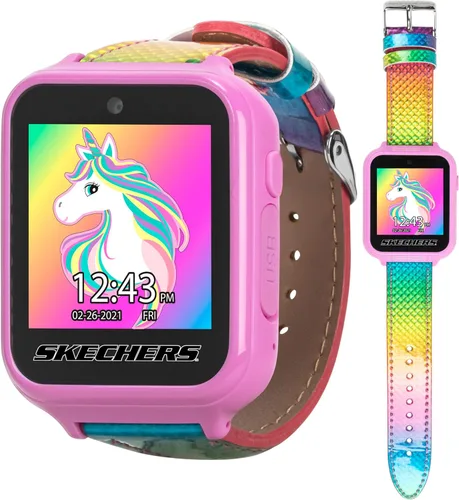 Accutime Skechers Kids - Reloj inteligente con pantalla táctil de aprendizaje educativo para niñas, niños, niños pequeños, cámara para selfies,