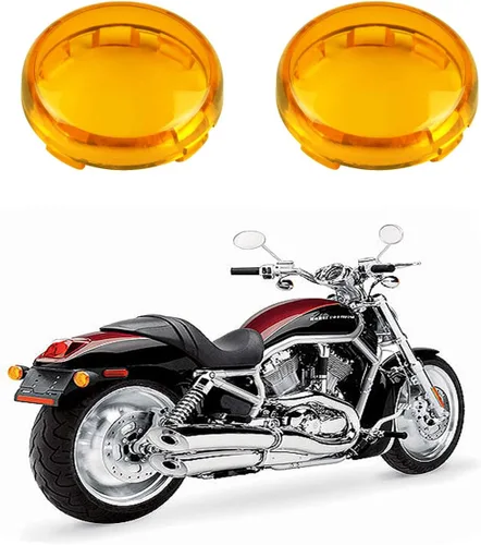 Miniatura 4 de Cubierta de lente de luces direccionales compatible con Harley Dyna Fatboy Softail Road Glide, ámbar 2 piezas