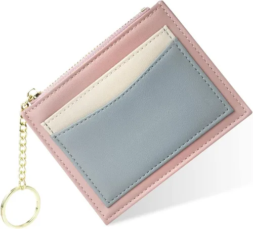 Miniatura 72 de URAQT Cartera para tarjetas de crédito, cartera minimalista de cuero delgado con cremallera, mini protector de tarjeta de crédito, llavero bolsillo