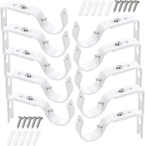 Miniatura 17 de Frienda 4 soportes de barra de cortina resistentes pintados de plata ajustables para barra de cortina de 1 pulgada de diámetro, soportes de Plata
