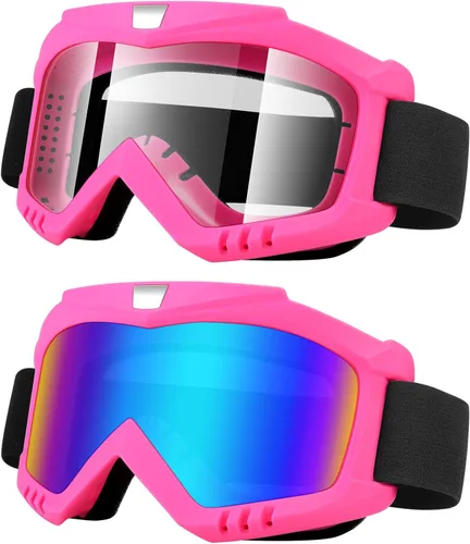 Miniatura 6 de Paquete de 2 gafas de motocross – Motocicleta, ATV, equitación, esquí, resistente al viento gafas de carreras Colorido + transparente