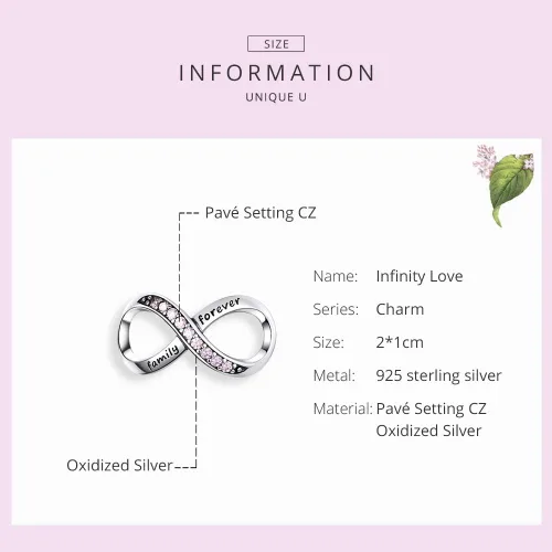 Miniatura 27 de Abalorios de plata de ley para pulseras, collares, familia para siempre, circonita cúbica, regalo de joyería para mujeres
