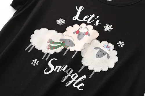 Miniatura 5 de PNAEONG - Camisón de algodón para mujer, de manga corta y con estampado, ropa de dormir informal