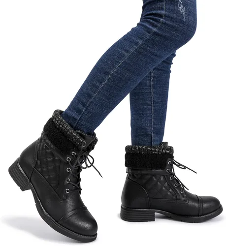 Miniatura 34 de STQ Botas de combate con cordones para mujer
