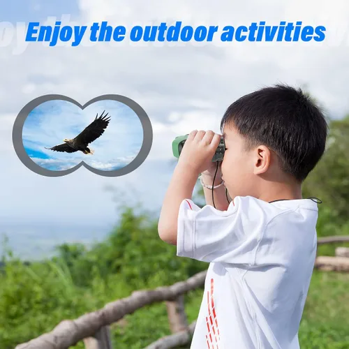 Miniatura 5 de Regalos de Pascua para niños de 3 a 12 años, VNVDFLM binoculares compactos 8x21 a prueba de golpes verdes para observación de aves, telescopio