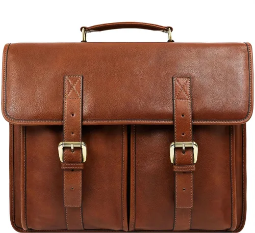 Time Resistance Maletín de cuero para hombre hecho a mano en Italia Bolsa de mensajero de grano completo para portátil