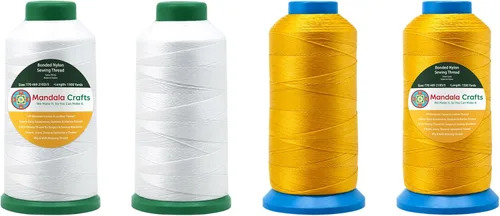 Miniatura 132 de Mandala Crafts - Hilo de nailon para coser cuero, tapicería, mezclilla y para trenzar el pelo; resistente, 1500 yardas, tamaño 69 T70 Marrón