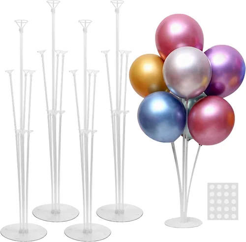 Miniatura 15 de JOYYPOP Juego de 10 soportes para globos, palos de globo con base, suministros para fiestas, cumpleaños, graduación, fiesta, decoración de boda