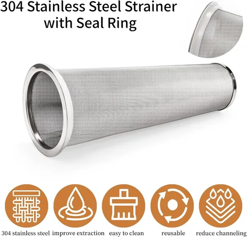 Miniatura 3 de Goaste Paquete de 3 filtros de café frío para tarro Mason de boca ancha de 64 onzas, colador de acero inoxidable 304 con anillo de sellado, infusor