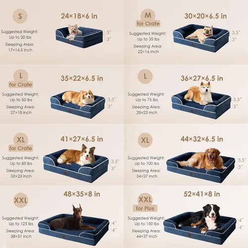 Miniatura 195 de EHEYCIGA – Cama ortopédica impermeable para perros pequeños, de espuma viscoelástica tipo caja de huevos, con bordes elevados y base antideslizante