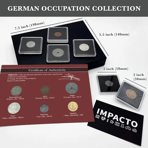 Miniatura 6 de Moneda Mundial de la Segunda Guerra Mundial - 6 monedas utilizadas durante la Segunda Guerra Mundial por los alemanes en los territorios que