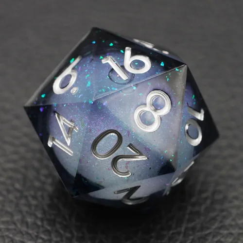 Dados Dungeons and Dragons DND D20, juego de dados de núcleo líquido D&D de 1.31 pulgadas D20 de gran tamaño D20 de resina de borde afilado con