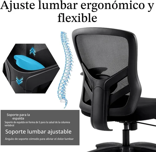 Miniatura 6 de YFO Silla de oficina grande y alta de 500 libras, silla de escritorio para computadora con soporte lumbar ajustable, malla ergonómica resistente