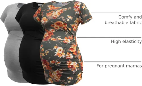 Miniatura 89 de Smallshow - Camiseta de maternidad para mujer, diseño de lados fruncidos, tipo túnica, prendas para el embarazo