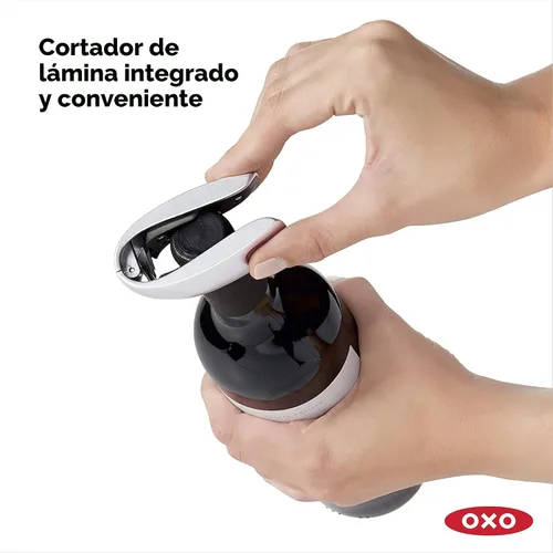 Miniatura 7 de OXO Sacacorchos de Palanca Vertical de Acero con Cortador de Papel de Aluminio Extraíble