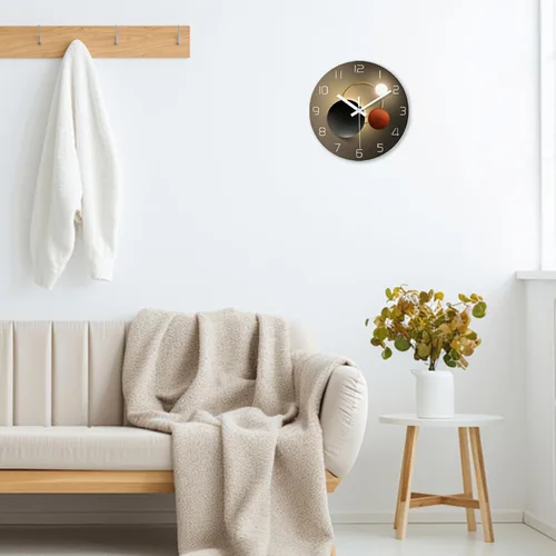 Miniatura 3 de XNM Reloj de pared con pilas de 12 pulgadas, reloj redondo negro y dorado para decoración de dormitorio y sala de estar, reloj analógico silencioso