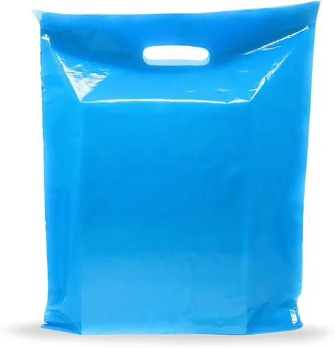 PPB - Bolsas de plástico azul de 12 x 15 pulgadas, acabado brillante, tamaño mediano al por menor, paquete de 100 unidades, 1.5 mil de grosor, con