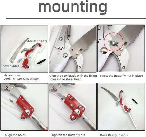 Miniatura 4 de Cabeza de sierra extensible para árboles sin poste, ramas de alta altitud para exteriores, tijeras de podar, cortadora cosechadora para plantas