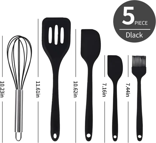 Miniatura 3 de Juego de 5 espátulas de silicona, juego de espátulas para batir resistentes al calor, utensilios de cocina con cepillo de pastelería y batidor, mini