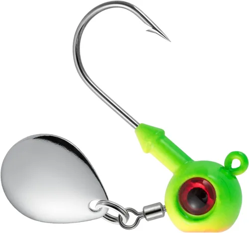 Dr.Fish Paquete de 10 jigs Underspin cabezas de agua dulce Swimbait Ball Jig Bass Walleye anzuelos de pesca Colorado Spinner Blade Parte inferior