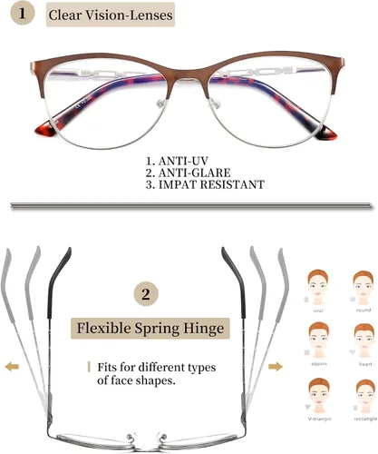 Miniatura 3 de 3 Pack Reading Glasses Women Blue Light Blocking Metal Computer Spring Hinge Readers